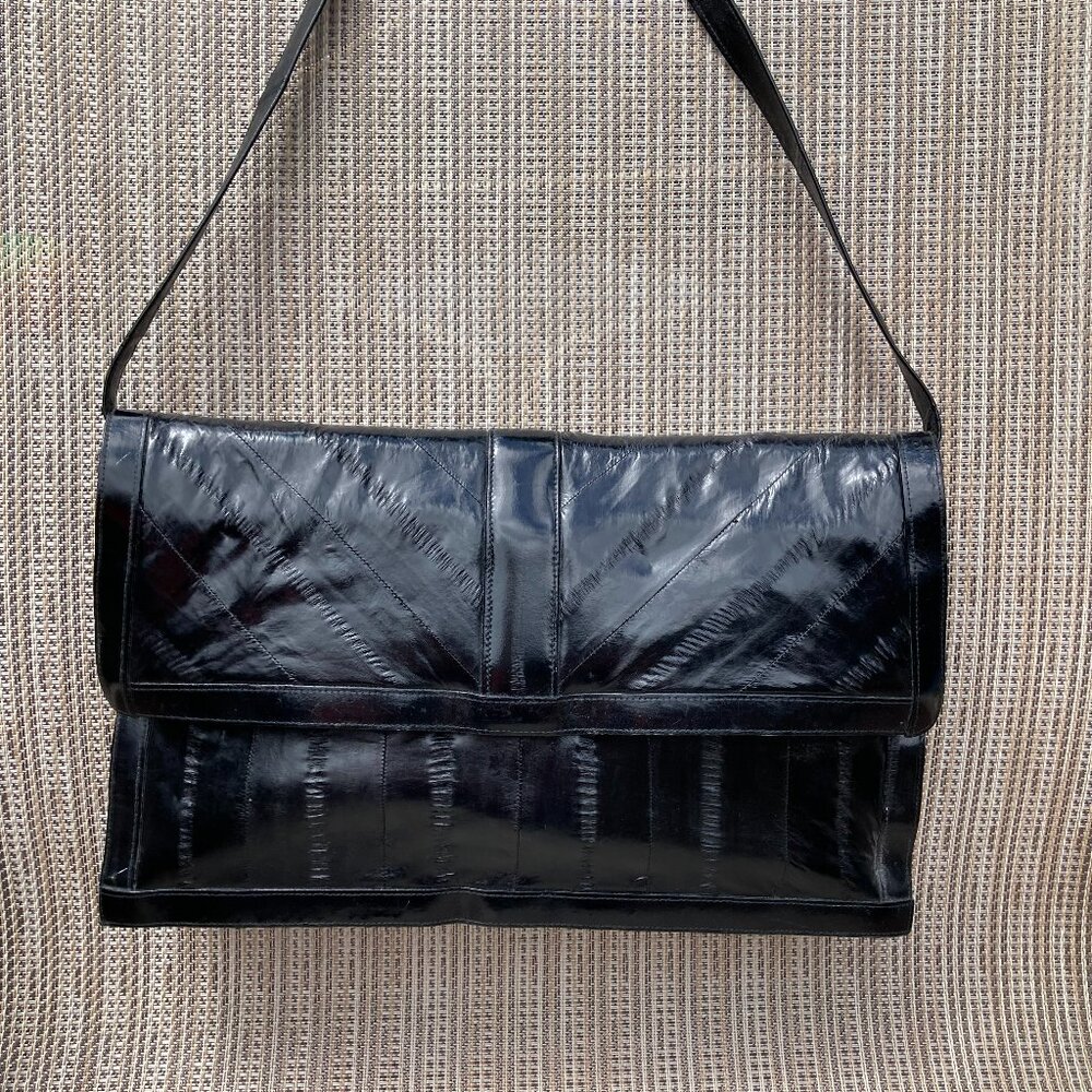 Vintage black Eel Skin shoulder bag